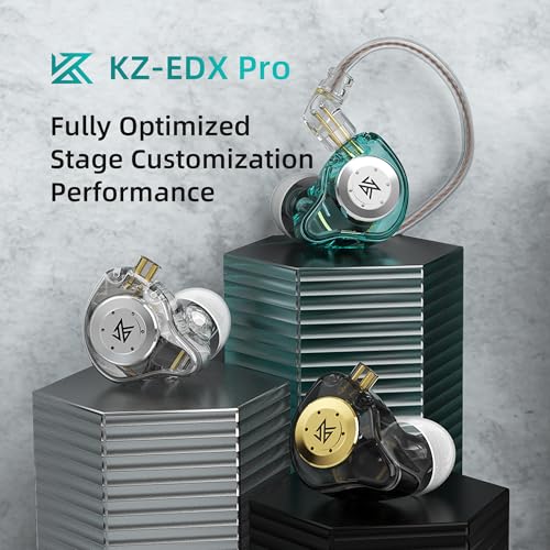 KZ EDX PRO Wired IEM Headphones, 10mm Dynamic Driver in-Ear Monitors | Hi-Fi Bass, Detachable Cable, Noise-Isolating – Fits iPhone, Android, PC, for Gaming, Music & Monitoring.