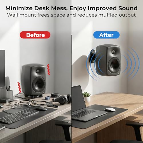 Adjustable Speaker Mount for Genelec G1/G2/G3/8010A/8020D/8030C/8320A Speaker Wall Mount - Metal Speaker Bracket for Genelec Studio Monitor Mount, Easy to Install with Includes Screw Hardware, 1 Pack
