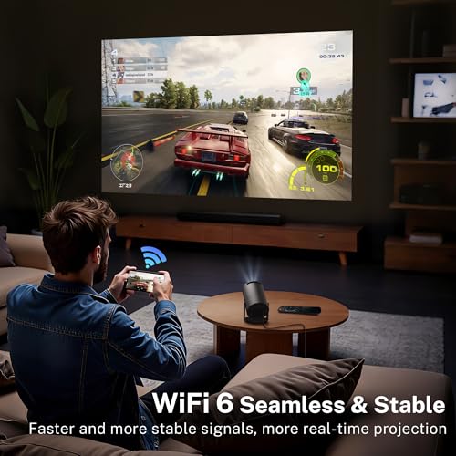 [Built-in Apps] Mini Projector 4K Supported, Android TV OS & Phone Remote - color: Black