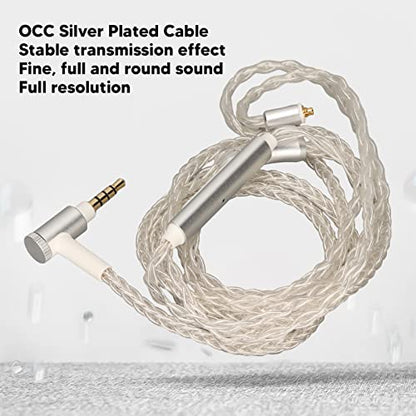 120cm Silver Plated 8 Core 3.5MM MMCX Earphone Cable with Microphone for Shure SE846 SE535 SE215 SE315 SE425, MAGAOSI K5 LZ A5 and Other Headphones