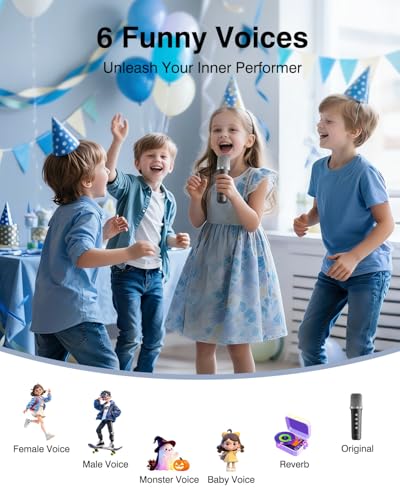 Karaoke Machine with Disco LED Lights for Adults Kids, Portable Bluetooth Speaker with 2 Wireless Microphones, Easter Birthday Gifts for Boys Family Home Party Basket Stuffers (Black) - color: Black