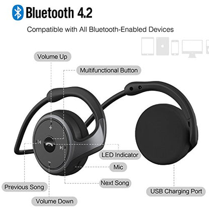 Small Bluetooth Headphones Wrap Around Head - Sports Wireless Headset with Built in Microphone and Crystal-Clear Sound, Foldable and Carried in The Purse, and 12-Hour Battery Life, Black - color: Black