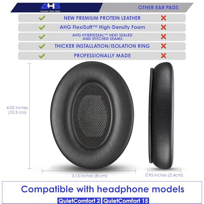 AHG Accessory House Global QC2 QC15 Ear Pads and QC2 QC15 Headband pad Cushion. Compatible with Bose QuietComfort 15 (QC15) and Bose QuietComfort 2 (QC2) Headphones. Easy DIY Fit/Extra Thick