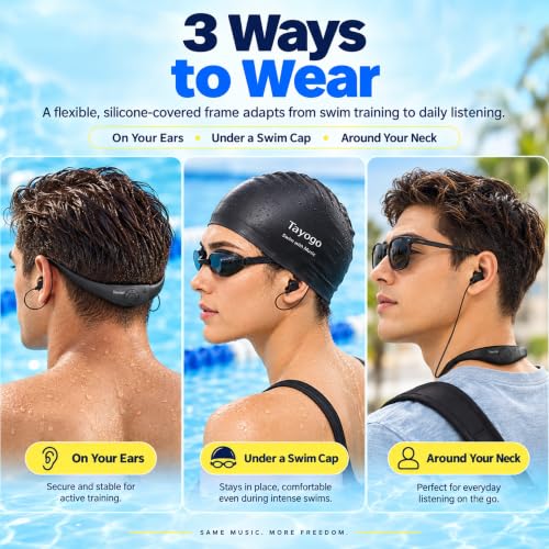 Tayogo 4-in-1 Waterproof MP3 Player for Swimming with Bluetooth and FM - color: black