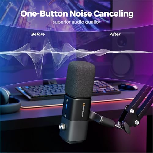 NearStream AM20X USB/XLR Condenser Podcast Microphone with Boom Arm