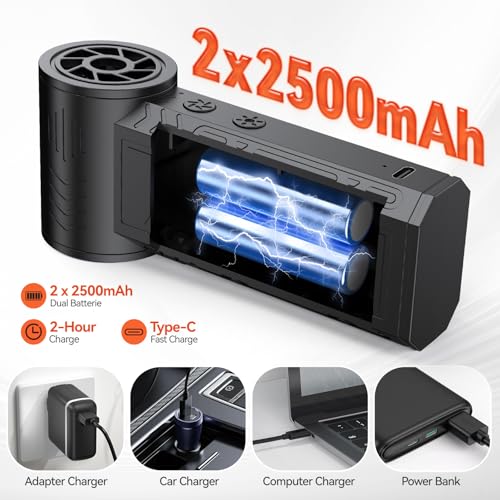 Compressed Air Duster, 130000 RPM High-Speed Electric Air Duster with Brushless Motor, 3 Magnetic Nozzles, 4 Speeds, LED Light & 5000mAh Rechargeable Battery for PC Keyboard Car Cleaning
