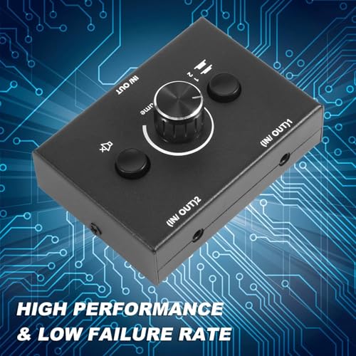 3.5mm Audio Switcher, 2 Input 1 Output/1 Input 2 Output Audio Splitter Switcher, Audio Switcher Box, One-Key Mute Button, black, 500051629