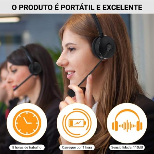Bluetooth Headset with Mic, Wireless On Ear Headphones with Noise Cancelling Microphone for Trucker, Hand Free Wireless Headset for Cellphone