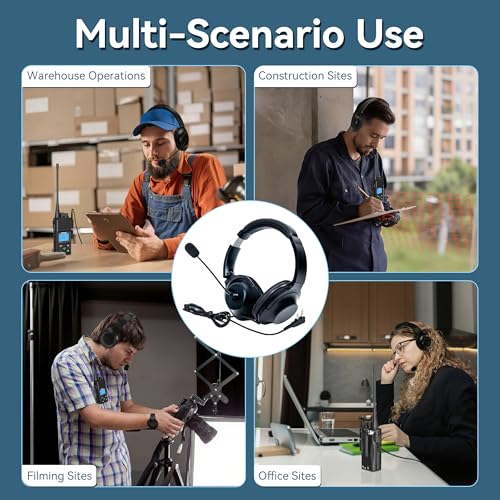 SAMCOM Overhead Walkie Talkies Headset with Boom Mic, for FPCN10A FPCN30A Two-Way Radios, Compatible with BF-888S,UV5R Walkie-Talkies, 2 Pin 2 Way Radio Earpiece (2 Pack) - size: 2 Pcs Foldable Headset
