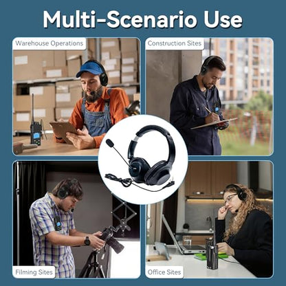 SAMCOM Overhead Walkie Talkies Headset with Boom Mic, for FPCN10A FPCN30A Two-Way Radios, Compatible with BF-888S,UV5R Walkie-Talkies, 2 Pin 2 Way Radio Earpiece (2 Pack) - size: 2 Pcs Foldable Headset