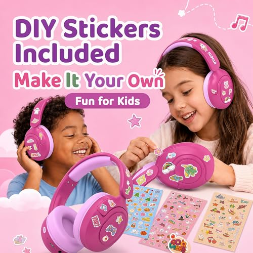 Kids Bluetooth Headphones Wireless,ANC,68H,Safe Volume Limit 85/94dB Pink | Active Noise Cancelling,Adjustable Headband Foldable Over-Ear for Toddler Girls Boys Tablet/iPad,HD Stereo,Built Mic - color: Rose Pink