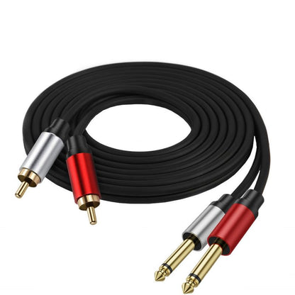6ft Dual 6.35mm to Dual RCA Cable, Mid-Length Mono TS Jack to RCA for Home Theater, Stereo Receiver, Pro Audio Mixer to Amp Hookup - size: 2m