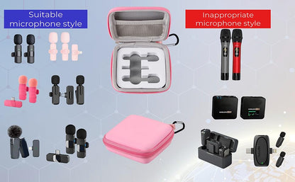 Mini Mic Case Wireless Lavalier Microphone Case for Wireless lavalier Microphones Mini Tiny Mic Lapel Clip Microphones (Pink)