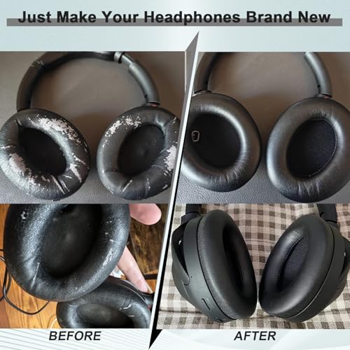 Replacement Ear Pads for Sony WH-1000XM4 (WH1000XM4) Over-Ear Headphones, Ear Cushions, Headset Earpads, Ear Cups Cover with Soft Protein Leather (Gold) - color: Gold