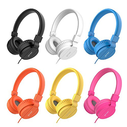 Kids Headphones, Lightweight Stereo Wired Toddler Headphones，Adjustable Headband Children's Headset for Smartphones Computer Pad Earphones(Black) - color: Black
