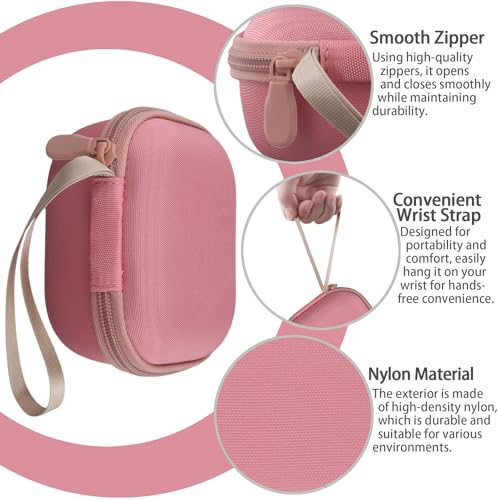for Bose New SoundLink Micro 2nd Gen Speaker Protective Case, Petal Pink | EVA Hard Shell, Soft Velvet Lining, Durable Wrist Strap, Portable Travel Bag with Carabiner, Mesh Accessory Pocket - color: Petal Pink Case