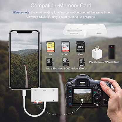 Lightning to HDMI Adapter with USB Camera and Charging Port, SD Card Reader for iPhone, 6 in 1 Camera Adapter to iPhone, Supports MIDI Keyboard, Mouse, HD TV/Projector/Monitor, Plug & Play