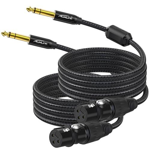 XLR to 1/4, TRS to 6.35mm 15ft 2Packs Gold-Plated Connectors Nylon Braided, Quarter Inch to XLR Female Cable for Speakers, Mixers, Amplifiers - size: XLR Female 15ft 2pack