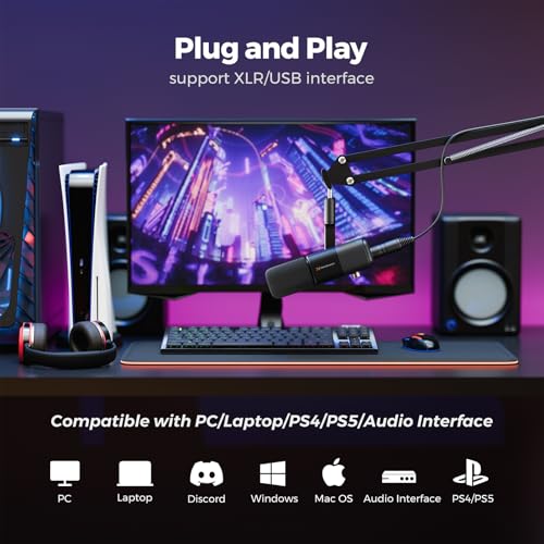 NearStream AM20X USB/XLR Condenser Podcast Microphone with Boom Arm