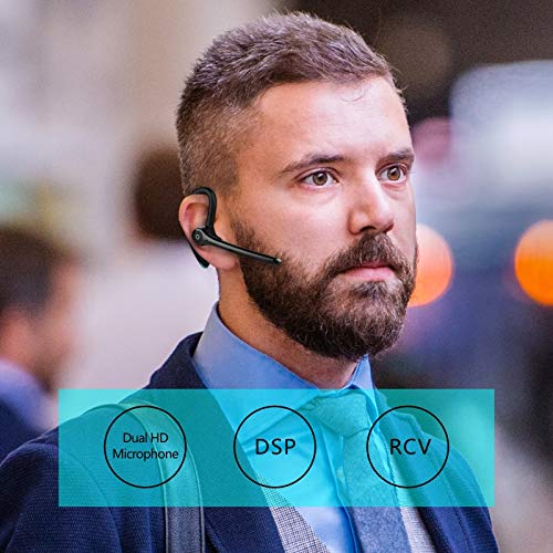 IHAO Bluetooth Earpiece Headphone Dual Noise Cancelling Mic Painless Open-Ear Handsfree Stereo Sound Left/Right Changeable Earhook Earphones for Driving/Business/Gym-Single Ear F910 Black - color: Single Ear Headphone F910 Black