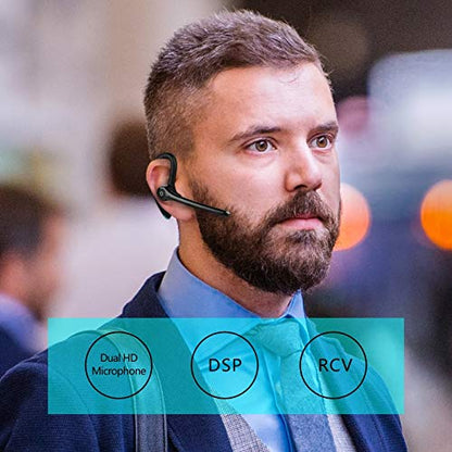 AYI Bluetooth Earpiece Headphone Dual Noise Cancelling Mic Painless Open-Ear Handsfree Stereo Sound Left/Right Changeable Earhook Earphones for Driving/Business/Gym-Single Ear Headset F910 Black - color: Single Ear Headset F910 Black