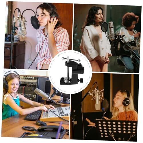 YARNOW Adjustable Microphone Boom Arm Stand Metal Base Desk Clamp for Streaming Podcasting and Recording Compatibility with Various Mic Models Space Saving Design and Easy Assembly