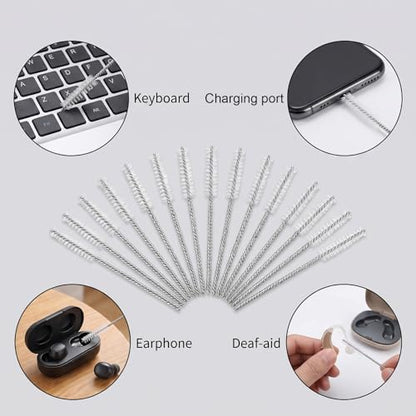 15Pcs Hearing Aid Cleaning Brush Kit, Extremely Fine Small Holes Cleaner, Reusable Vent Tube Cleaning Brush for Hearing Amplifiers Earbuds Headphones