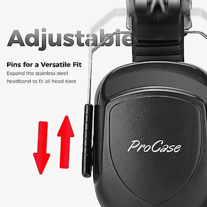 ProCase NRR 28dB Noise Reduction Ear Muffs, Foldable Adjustable Noise Cancelling Headphones - color: 1 - 1 Black