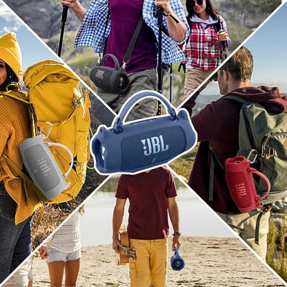 khanka Silicone Case for JBL Charge 6 Waterproof Speaker+Shoulder,Blue | EVA Hard Shell, Carabiner Clip Attachment, Travel-Ready Portable Storage, Impact Resistant Protection, Secure Custom Fit - color: Blue