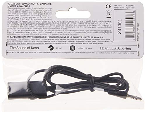 Koss 155954 VC20 Volume Control, Standard Packaging, 39-Inch Cord, Compatible with Cell Phones and Headphones - size: standard