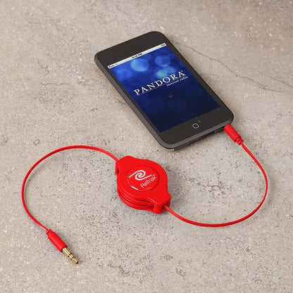 ReTrak Retractable AUX 3.5mm Audio Cable, Red (ETCABLE35RED) - color: Red, size: 5- Feet