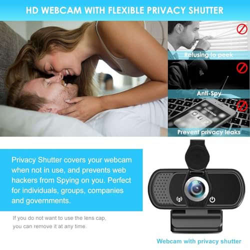 XPCAM HD 1080p Webcam with Microphone,USB Web Camera for Computer PC Laptop - color: webcam for pc (black)