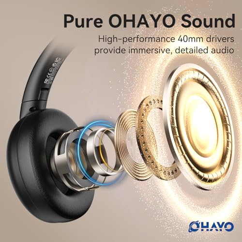 OHAYO Wireless TV Headphones for Seniors with Transmitter Charging Dock, Digital Optical AUX RCA Plug and Play Wireless Headphones for Watching TV, No Audio Delay, 100ft Range, Hearing Impaired Gifts