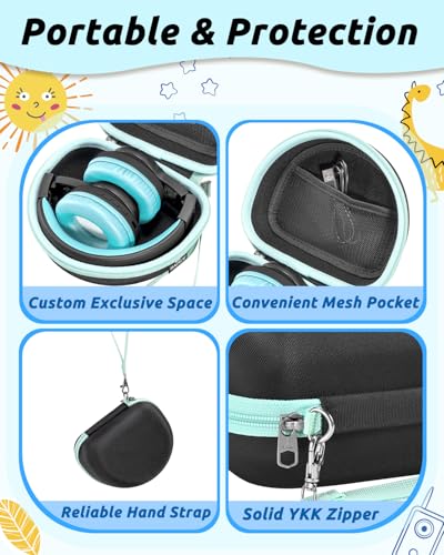 RAIACE Hard Travel Storage Case Compatible with iClever BTH12 / BTH26 / IMYB/JoySpark-T5 / Candy Bila BH03 Headphones, Protective Carrying Bag. (case only) - Black - color: Black