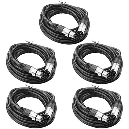 ABuff 5 Pack 20ft XLR Cable, Profession Balanced 3 Pin DMX Cables Male to Female, XLR Microphone Cable Patch Cables for Microphone, Audio, Guitar, Speaker
