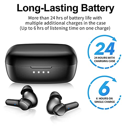 Wireless Earbuds,Bluetooth 5.3 Ear buds Immersive Sound Hi-Fi Stereo IPX8 Waterproof Headsets Premium Deep Bass Headphones with 4 Mics Call Noise Cancelling Earphones for iOS,Android,Workout - Black - color: All Black
