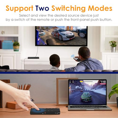 2-in-1 HDMI & AV Switcher,3 HDMI+1 RCA Inputs with 2 HDMIOutput,Support HDCP 2.2, 3D, 4:3/16:9 Aspect Ratio, Compatible with Xbox/Nintendo Switch/PS5/4,Roku/Wii/N64–Play Modern & Retro Games on 2 TV - size: 3 HDMI+1 RCA Inputs & 2 HDMI Output