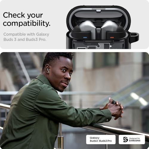 Spigen Ultra Hybrid Designed for Galaxy Buds3, Buds3 Pro & 3 FE (2025/2024) | TPU & PC Dual Layer Protection, DDP Printing, Included Carabiner - Zero One - size: Buds3 Pro / Buds 3