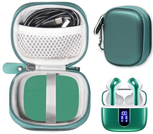Case for TAGRY X08 Bluetooth Headphones True Wireless Earbuds 60H, mesh Pocket for Charge Cable (Green) - color: Green