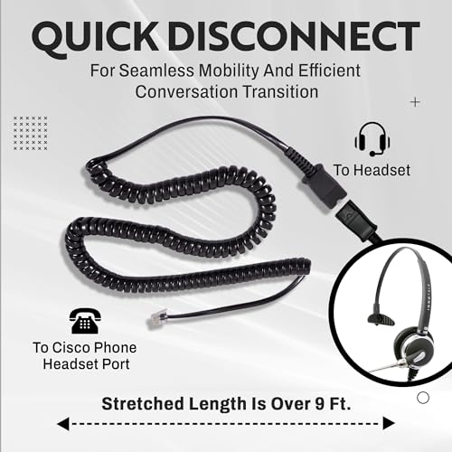 INNOTALK Cisco Phone Headset, Pro Voice Tube Mic Wired Headset with QD Sturdy 9 Ft. Cord Pigtail Adapter, Wired Headphones, Cost Effective Corded Headset - size: VoiceTube-Mono