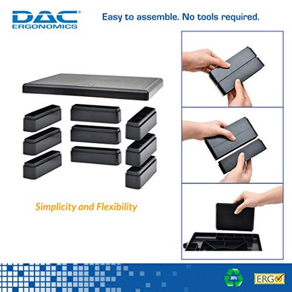 DAC STAX Monitor Riser, Ultra-Sturdy Adjustable Desktop Computer Monitor Stand, Supports up to 66 Pounds, Medium Size