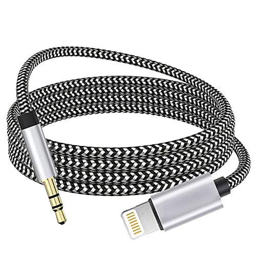Wahbite Lightning to 3.5mm Audio Cable Compatible with iPhone 14/13/12/11/XR/XS/X/8/7/6 Plus/SE 2, iPad - color: Silver#