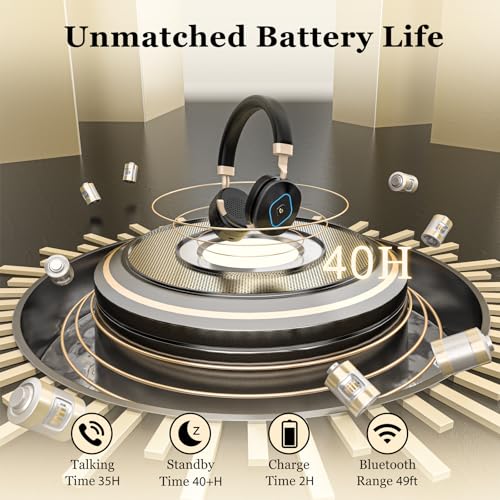 Wireless Headset with Mic for Work, Bluetooth Headset with Microphone, Retractable Boom Mic, Hybrid Mode Wireless/Wired, Dual AI Noise Cancellation, USB Dongle & Mute for Home/Office/PC/Cell Phones
