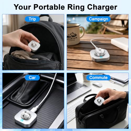 Fast Charger Compatible with Ou-ra Ring Gen 5, Size 6-12 | Replacement Charging Dock for Size 6/7/8/9/10/11/12, Portable Travel Charger with USB-C Cable (Not for Ring Gen 3/4)