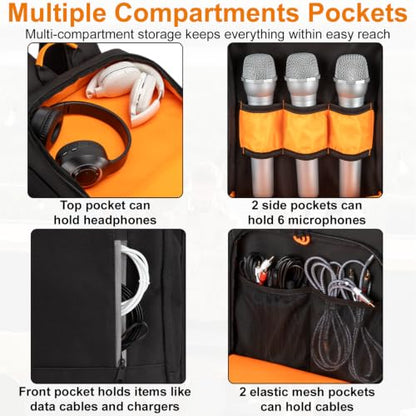 Carrying Case Travel Speaker Backpack Fit for Bose S1 Pro/S1 Pro+ | Portable Bluetooth Speaker Carrying Bag Featuring Accessory Pockets and Headphone Compartment, Holds 6 Microphones