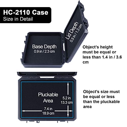 Lykus HC-2110 Mini Hard Case Dry Box with Foam Insert, Interior Size 8.27x5.91x1.46 inch, IP66 Splash-Proof - color: Black, size: HC-2110