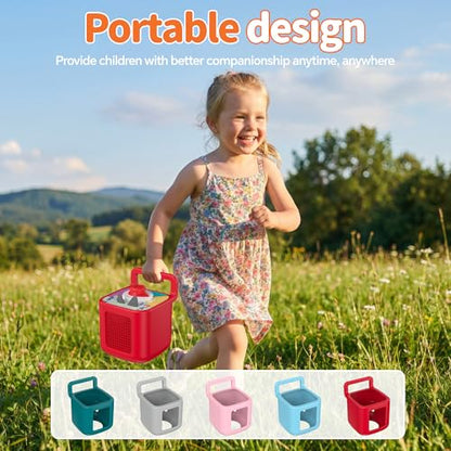 Silicone Protective Cover for Toniebox 2 Audio Player, Shockproof Anti Slip Silicone Case with Handle, Soft Easy Grip Cover, Easy to Clean Durable Sleeve (Red) - color: Red