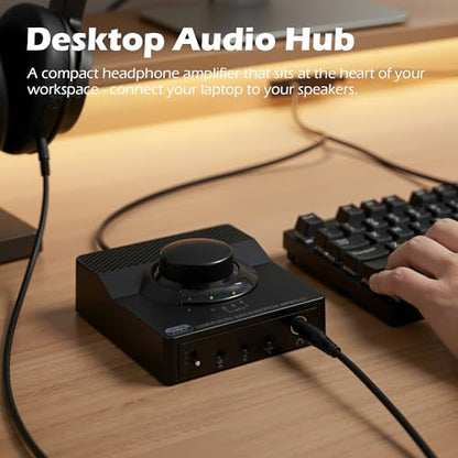 H1 DAC Amp, Digital to Analog Headphone Amp for PC, 3.5MM/6.35MM/Mic/EQ Optical/Coaxial/RCA Outputs with Treble & Bass Switch, Mini USB HiFi Headphone Amplifier for Mac PS5 Home Stereo