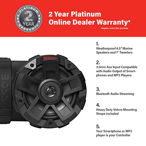 BOSS Audio Systems ATVB6.5R ATV UTV Sound System, Amp and 6.5 Inch Speakers - style: 6.5" Speakers, Black, Rechargeable
