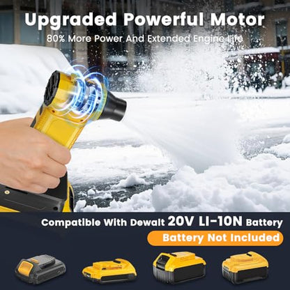 Compressed Air Duster Blower Electric 300000 RPM Power Compatible with Dewalt 20v Battery Turbo Fan Leaf Blower-No Canned for Cleaning car Snow Blowing (Yellow) (Battery NOT Include)